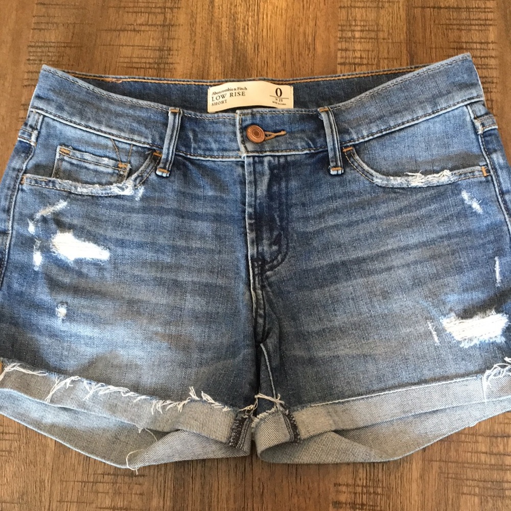 A&F destroyed denim cutoffs